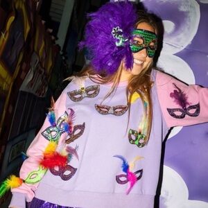 Queen of Sparkles Feather Mask Sweatshirt